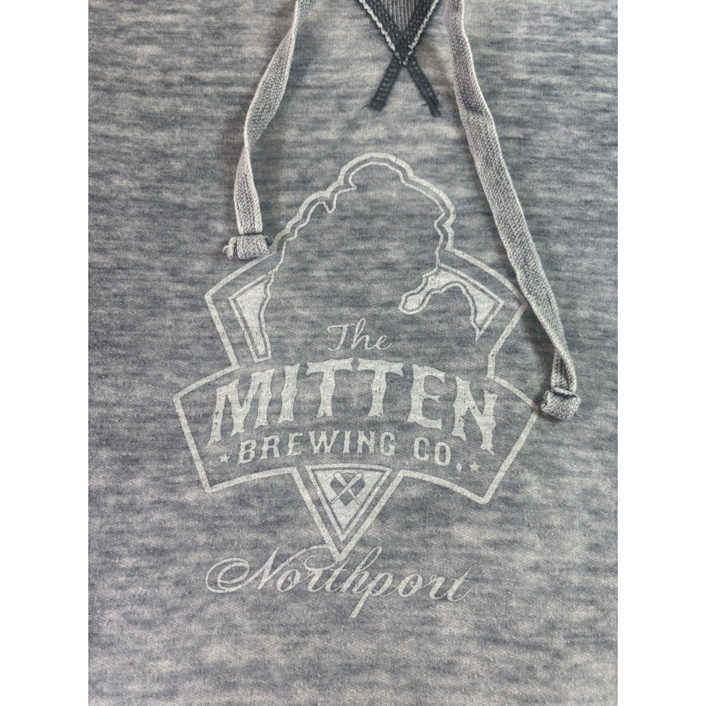 J America Acid Wash Grey Hoodie M Oversized Kangaroo Pocket MITTEN BREWING CO - Picture 9 of 10